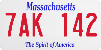 MA license plate 7AK142