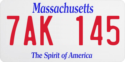 MA license plate 7AK145