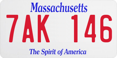 MA license plate 7AK146