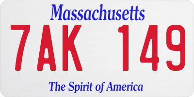 MA license plate 7AK149