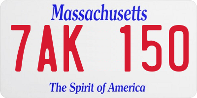MA license plate 7AK150