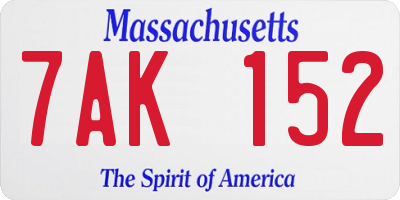 MA license plate 7AK152