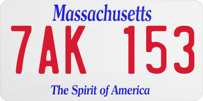MA license plate 7AK153