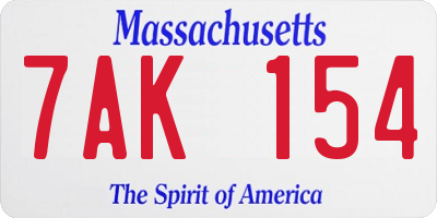 MA license plate 7AK154
