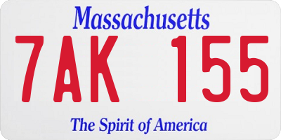 MA license plate 7AK155
