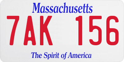 MA license plate 7AK156