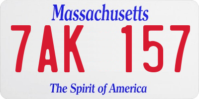 MA license plate 7AK157