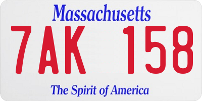 MA license plate 7AK158