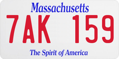 MA license plate 7AK159