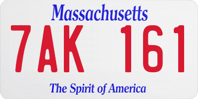 MA license plate 7AK161