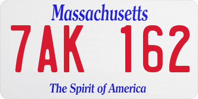 MA license plate 7AK162