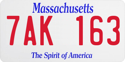 MA license plate 7AK163