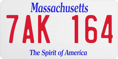 MA license plate 7AK164