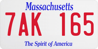 MA license plate 7AK165