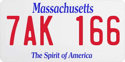 MA license plate 7AK166