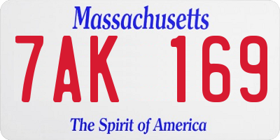 MA license plate 7AK169