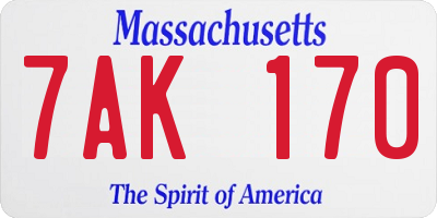 MA license plate 7AK170
