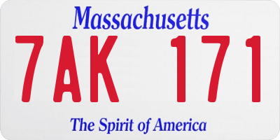 MA license plate 7AK171