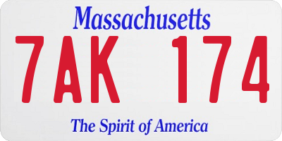 MA license plate 7AK174