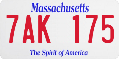 MA license plate 7AK175