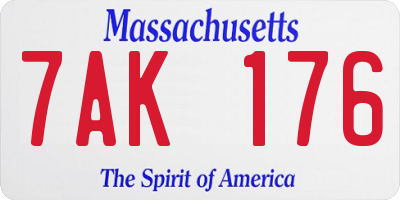 MA license plate 7AK176