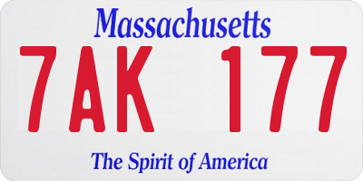 MA license plate 7AK177