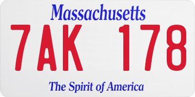 MA license plate 7AK178
