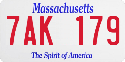 MA license plate 7AK179