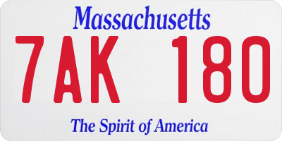 MA license plate 7AK180