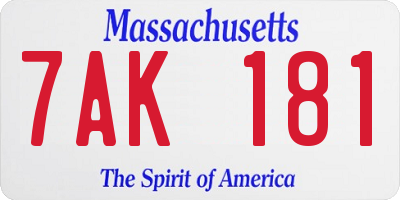 MA license plate 7AK181