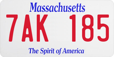 MA license plate 7AK185