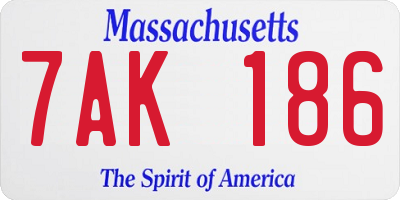 MA license plate 7AK186