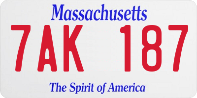 MA license plate 7AK187