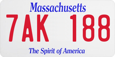 MA license plate 7AK188