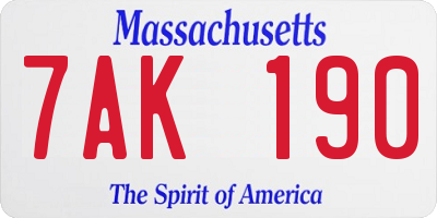 MA license plate 7AK190