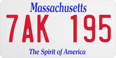 MA license plate 7AK195