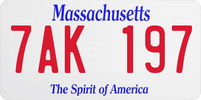 MA license plate 7AK197
