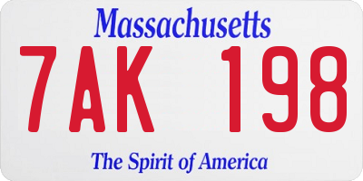 MA license plate 7AK198