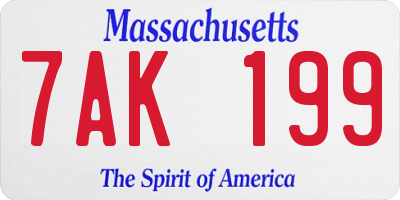 MA license plate 7AK199