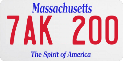 MA license plate 7AK200