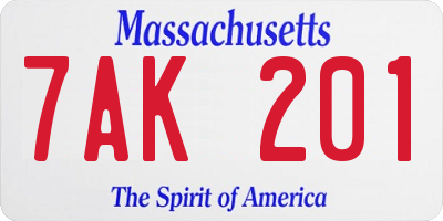 MA license plate 7AK201