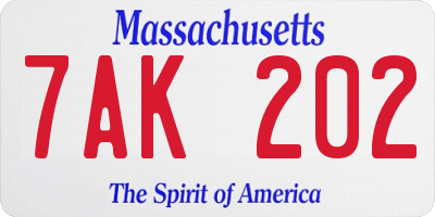 MA license plate 7AK202