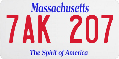 MA license plate 7AK207