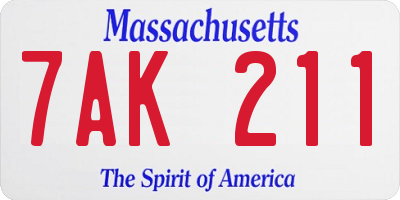 MA license plate 7AK211