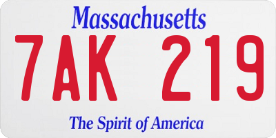 MA license plate 7AK219