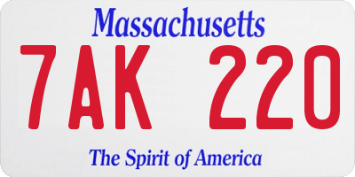 MA license plate 7AK220