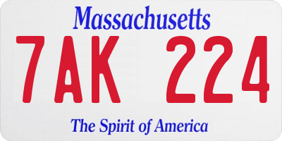 MA license plate 7AK224