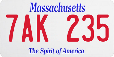 MA license plate 7AK235