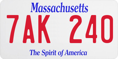 MA license plate 7AK240
