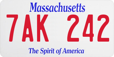 MA license plate 7AK242